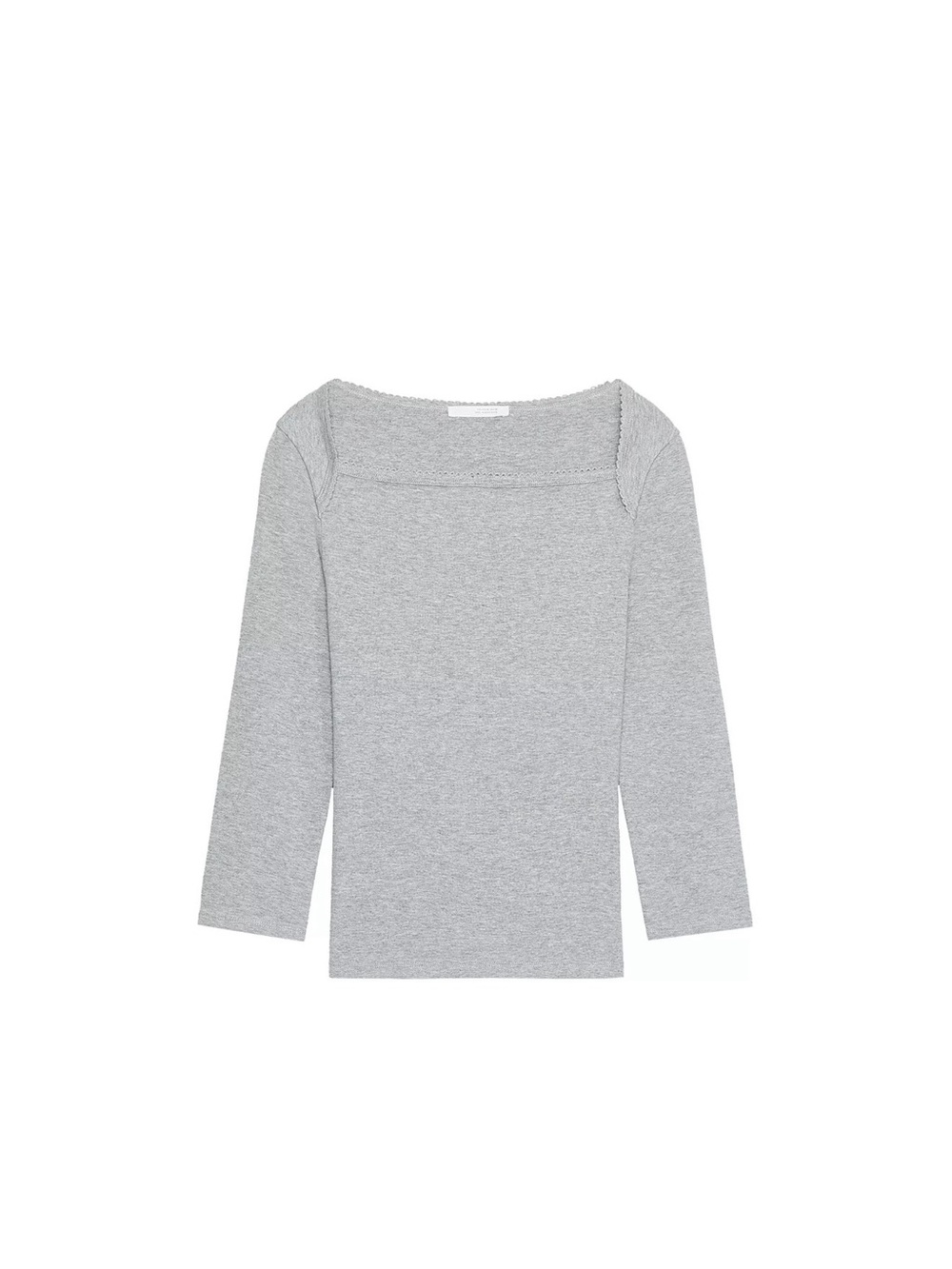 Zara Light Gray Square Neck Long Sleeve Top